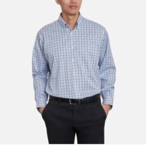 NEW Kirkland Signature Mens 16x32/33 Traditional Fit Non-Iron Dress Shirt Blue